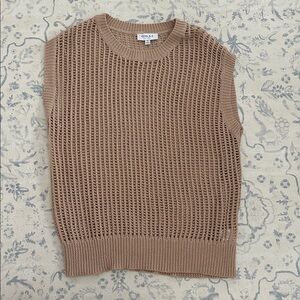 Dilli Tan Sleeveless Open Knit Sweater